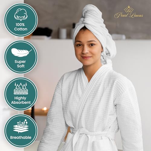 Pearl Linens Cotton Terry Shawl Collar Bathrobe - Soft, Lightweight & Absorbent Unisex Spa Robe for Women & Men - 1 Piece2
