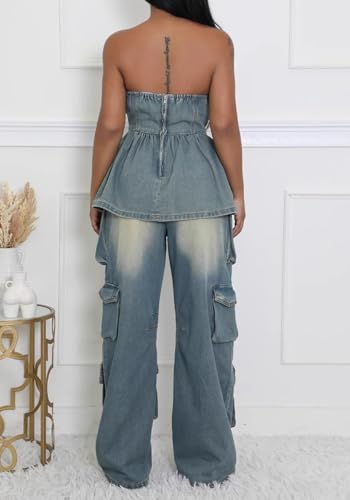 Women's Boyfriend Jeans Cargo High Waisted Baggy Tie Dye Jeans Bow Tie Loose Denim Pants with Drawstring4