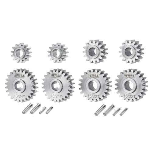 INJORA Stainless Steel 15/22T Overdrive and 13/24T Underdrive Portal Gears Set for 1/18 RC Crawler Redcat Ascent-18 Upgrade