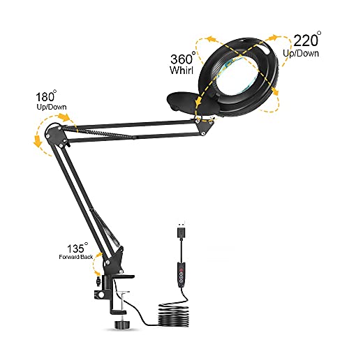 Loupe 5X télécommande sans fil avec lampe LED à 3 couleurs réglables noire - 7