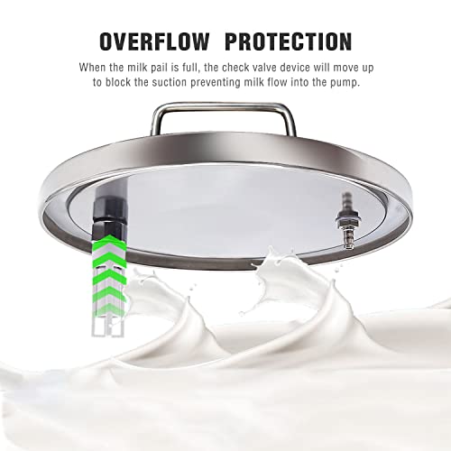 Hantop 6L Goat Milking Machine, Rechargeable Pulsation Speed Adjustable Vacuum Pump with Pressure Gauge, 304 Stainless Steel Bucket Goat Milker Machine (Pro Plus)