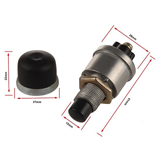 MDY 12V 20A Horn Button Push Starter Switch Weatherproof Rubber Cover and 2 Terminals for Car Boat Track Switch Sealed Push Button Horn Engine Start Switch