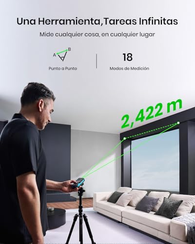 MiLESEEY S50 Metro Laser con Rayo Verde, 120 m Medidor Laser, P2P Medidor Laser Distancia, Alineación Láser Lateral, Recargable, 6,1 cm IPS-Display, Interior Exterior - imagen 5