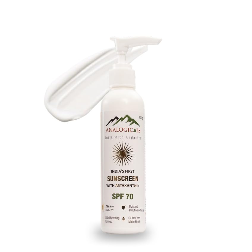 Analogicals Sunscreen SPF 70, UV Protection with Astaxanthin, 100ml