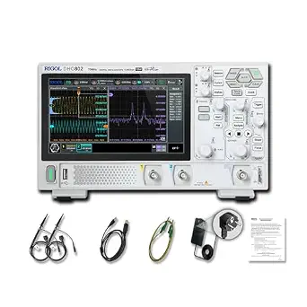 RIGOL Digital Oscilloscope DHO802 70 MHz 2-Ch + EXT Trig, 1.25 GSa/s, 12-bit, 25 Mpts, 7" Touchscreen, LAN/USB/HDMI, Web Control, SCPI