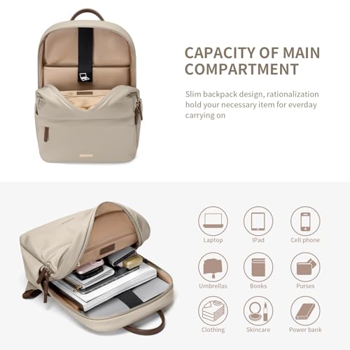 GOLF SUPAGS Laptop Backpack for Women Slim Computer Bag Work Travel College Backpack Purse Fits 14 Inch Notebook (Apricot) by GOLF SUPAGS - Image 3