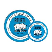 REUZEL Blue Pomade 2026 Road Trip Set, Water Based, Strong Hold High Shine Hair Pomade for Men, Concentrated Barber-Grade Styling Pomade, All Hair Types, Vegan. 3.35oz + 1.23oz Free Travel Tin