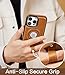 Butaiga for iPhone 16 Pro Leather Case with Stand, Anti-Slip Grip Ring, Fits for MagSafe (Brown, iPhone 16 Pro)