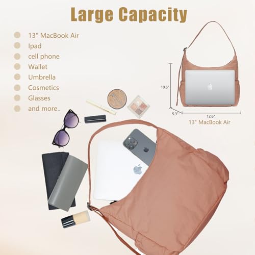 Image of Nylon Hobo Crossbody Bags Lightweight Shoulder Bag Large Casual Travel Handbags with Adjustable Strap
