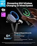 Anker Prime Wireless Charger Stand, Qi2 25W Certified 3-in-1 Wireless Charger, Smart Display with TEC Active Cooling, Dock Stand for iPhone 17, Apple Watch, AirPods, and More