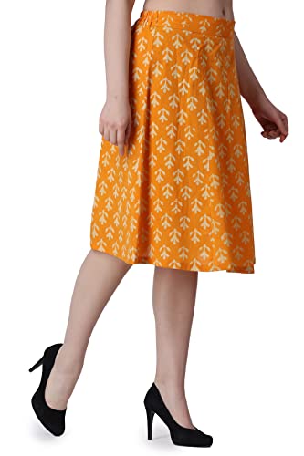 Image of POPWINGS Casual Bagru Printed A-Line Knee-Length Summer Skirt for Women | Ethnic