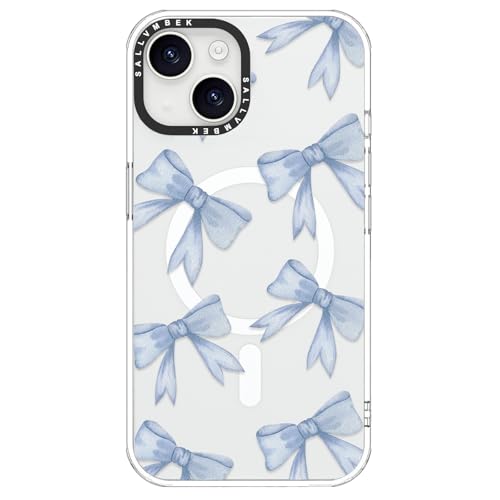 sallvmbek for iPhone 15 Case 6.1 inch,Compatible with MagSafe,Cute Bow Print Pattern #11,Magnetic Shockproof Protective TPU Bumper Cases Cover for iPhone 15 Women Girly