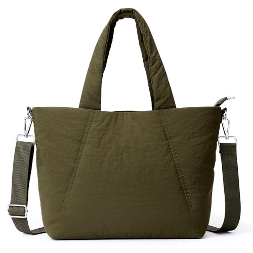 Image of KALIDI Quilted Carryall Tote Bag, Large Puffer Crossbody Women Handbags Shoulder Soft Fluffy Lightweight Travel