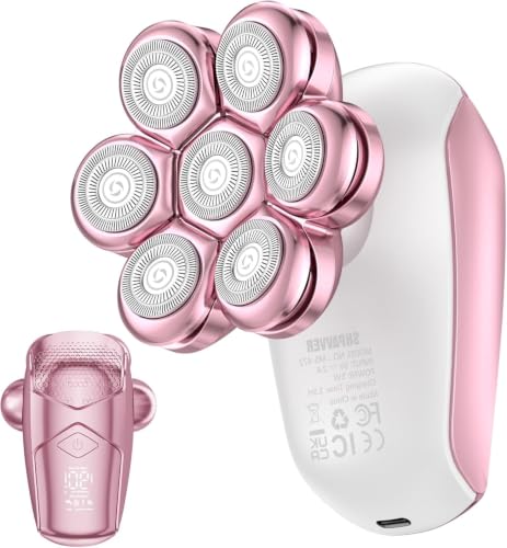 Electric Razors for Women Legs: Rechargeable Electric Shavers for Body - Waterproof Wet Dry Hair Remover for Lady Face Underarms Public (Glossy Pink)