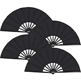 HSLFZD Handgefertigter Fächer 4 Pack-Faltfächer-Fan-Fan für Leistung, Tanz, Dekorationen Exquisit und praktisch, kann für viele Anlässe DEK (Color : Black)