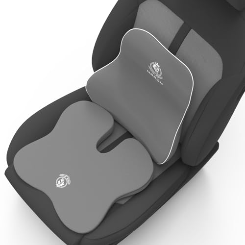 Image of MRRON Car Comfort Combo | Memory Foam Backrest & Wedge Seat Cushion Combo of 2 | Orthopedic Support for Back, Tailbone, Sciatica | Ergonomic Comfort for Car, Office| Posture Correction | Universal Fit