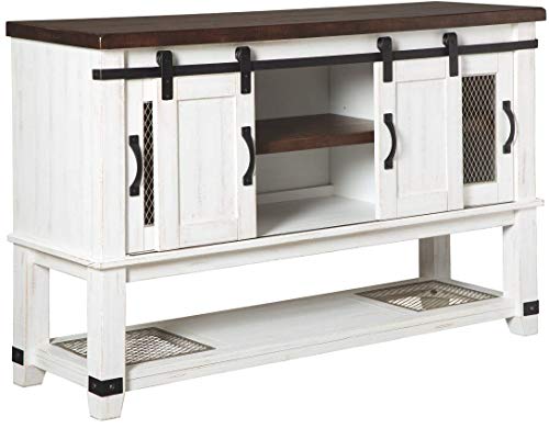 Signature Design By Ashley Valebeck Farmhouse -Dining Room Server Or Buffet, White & Brown #TOP1