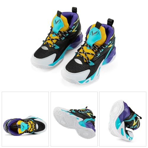 Image of VITUOFLY Kids Basketball Shoes Boys Sneakers Girls Mid-top Sports Shoes | Ankle protection, Non-slip TPR outsole, Cushioned shock-absorbing EVA midsole, Indoor outdoor sports for little & big kids