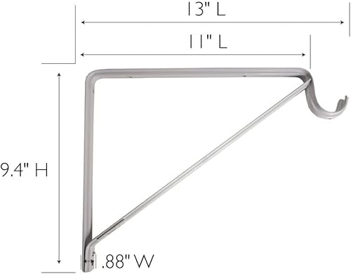 Miniatura 2 de Design House 182725 Soporte clásico para barra de estante para armario, lavandería, baño, dormitorio, garaje o cobertizo, paquete de 3, blanco, 3