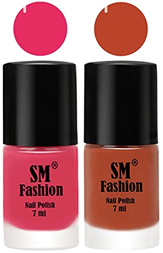 Image of Long Lasting Nail Polish | Nail Paint Combo 7 ml Each) - Set of 2 Dark Rose Pink-Light Coral