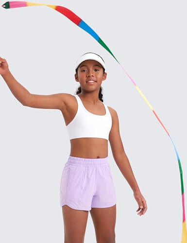 CRZ YOGA Girls Butterluxe Sports Bras - Scoop Neck Racerback Training Yoga Crop Top for Teens Kids Dance4