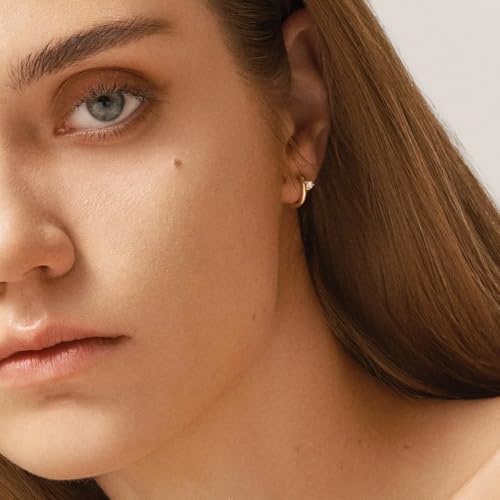 925 Sterling Silver Cubic Zirconia CZ Dainty Huggie Earrings | 18k Gold-Plated Lightweight Huggie Hoops 丨Hypoallergenic Trendy Jewelry Gift for Women3