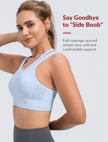 Image of Yvette Front Closure High Support Sports Bras for Women Double Straps Plus Size Sports Bra with Sewn in Pads