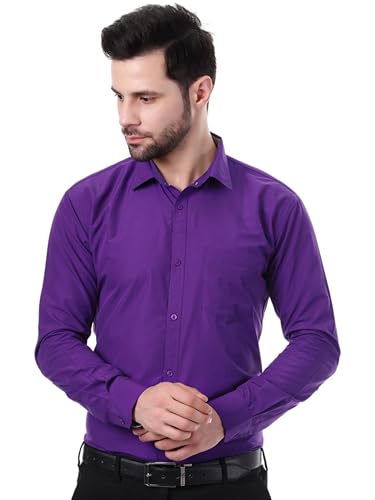 Image of XJARVIS Austin Men's Combed Cotton Shirt | Solid Plain Formal & Casual Shirt for Men | Regular Fit | Spread Collar | Full Sleeve | Office Wear Shirt with Pocket