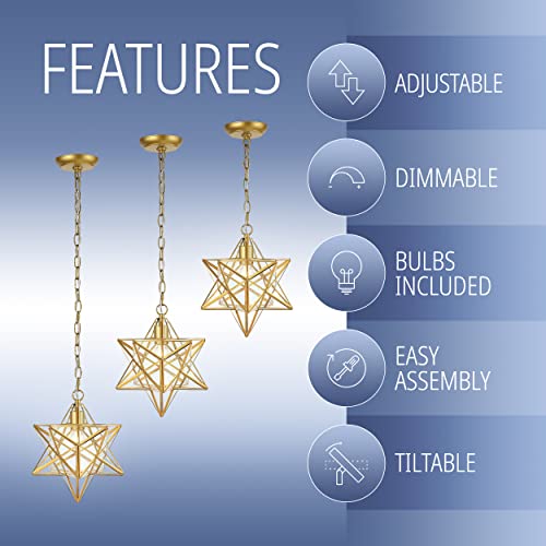 JONATHAN Y Stella 12" Moravian Star Pendant, Gold Leaf/Clear by JONATHAN Y - Used condition - Image 3