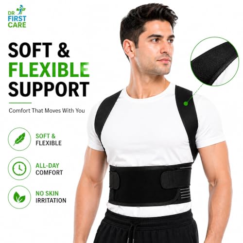 Image of Posture Corrector Belt for Men & Women | Back & Shoulder Support Brace for Pain Relief | Adjustable, Breathable Back Straightener | Wear Under Clothes | Universal Fit | Made in India | 1 Year Warranty