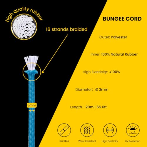 Brotree Elastic Cord Bungee Cord 3mm x 20m Elastic String Rope for DIY Crafts, Sewing, Beading, Jewellery, Necklace, Bracelet - Image 3