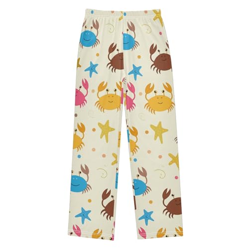 J JOYSAY Cartoon Crab Starfish Beige Pajamas Pants Soft Long Pajama Bottoms Lounge Sleep Pants Size S-XL