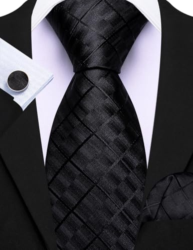 Image of Barry.Wang Men 6PCS Tie Silk Gift Necktie Clip Woven Tie Sets Party