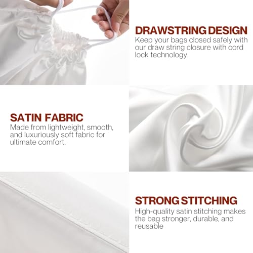 Image of Silk Dust Bag for Handbag, Purses, Shoes, Boots - Silk Drawstring Dustproof Storage Pouch, Reusable and Travel Organizers (2, White, 20in x 20in)