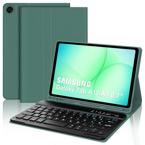 Coque Clavier pour Samsung Galaxy Tab A11/A9 8.7 Pouces, AZERTY Français Housse Clavier Bluetooth Détachable avec Porte Crayon pour Tablette Samsung Galaxy...