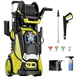 Pressure Washer Power Washer with Touch Screen, 5000PSIIMAX, 4 Quick Connect Nozzles and Foam Cannon, High Pressure Cleaning Machine for Cars Driveways Home Outdoor, Light Yellow