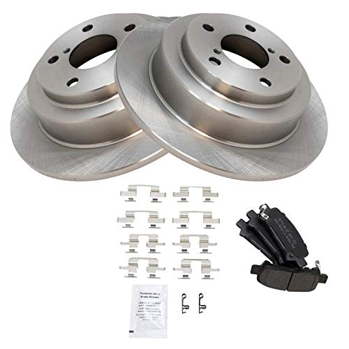 Image of TRQ Rear Brake Pad and Rotor Set Semi Metallic Solid Rotors | For 1998-2003 Subaru Forester 1999-2003 Impreza