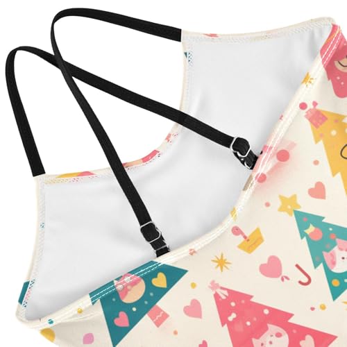 KLL Christmas Tree Ornament Toddler Girl 1-Piece Swimsuit Summer Swimming Suits with Adjustable Straps UPF 50+4