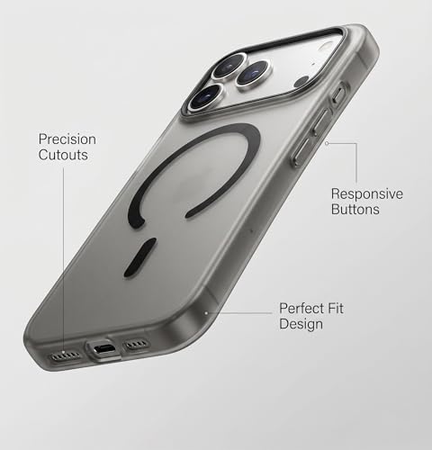 Image of amazon basics Luxury Paper Thin Case Cover for iPhone 17 Pro | Matte Finish | Compatible with magsafe | (Black, iPhone 17 Pro)