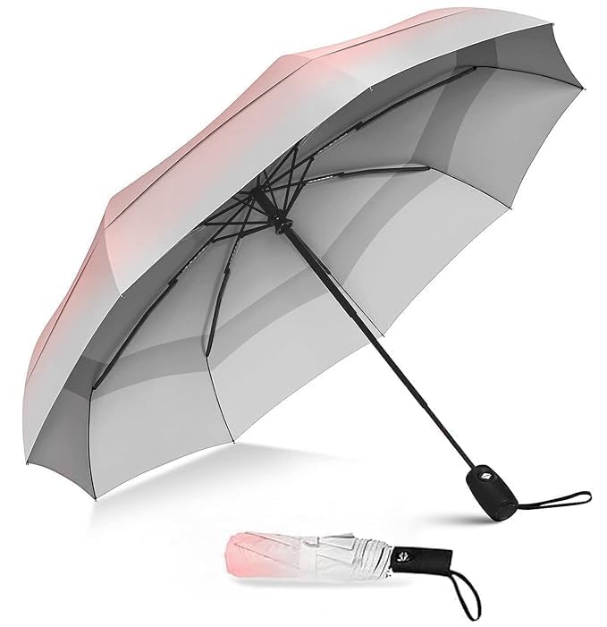Image of Travel Umbrella for women ^ 3 fold Automatic Open Travel Umbrella, UV Coated Umbrella,Auto Open and Close Small Folding Umbrella,Windproof Umberalla Large for Man,Women
