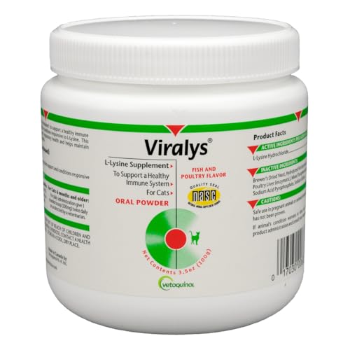Vetoquinol-Viralys-Lysine-Supplement-for-Cats-Kittens-Supports-Eye-Wellness-Respiratory-Health-Immune-Strength-Flavored-Oral-Powder-for-Easy-Feeding-Daily-Use-100-Grams Vetoquinol Viralys - Lysine Supplement for Cats & Kittens - Supports Eye Wellness, Respiratory Health & Immune Strength - Flavored Oral Powder for Easy Feeding & Daily Use - 100 Grams - Image 1