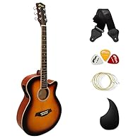 An ideal full-size guitar for beginners and children who have outgrown a smaller guitar Classic cutaway design allows you to reach higher frets on the fingerboard comfortably Fitted with a built-in three-band EQ and tuner to adjust sound output easil...
