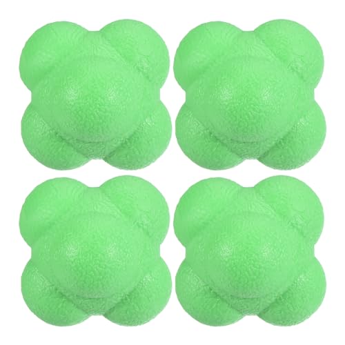 M METERXITY 4 Pack Reaction Ball - TPR High Difficulty Flexibility Training Ball Apply to Sports Exercise Daily Use (47 x 47 x 55mm, Green)