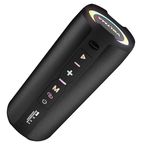 Voltma Fusion Pro Bluetooth Speaker - 20W Portable Bluetooth Speaker, 18H Playback Time IPX5 Waterproof Speakers | 10M Range Built-In Mic Wireless Bluetooth Speaker with RGB Lights, USB, TF, AUX Slots