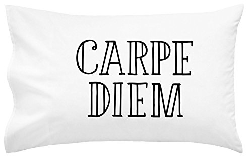Oh, Susannah Carpe Diem Pillowcase - Fits 20x30 Standard or Queen Size Pillow Inserts Inspirational Pillowcases Dorm Room Accessories