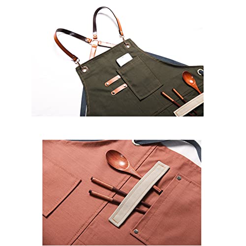 FYYYY Delantal Cocina, Unisex De Mezclilla Gruesa con Espalda Cruzada, Delantales De Cocina con Bolsillos, Ropa De… - Imagen 7