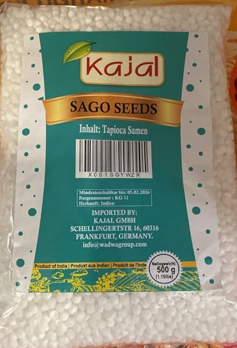 Kajal Sago Tapioka Perlen/Bubbel Tea Perlen/Boba Perle/Tapiokaperlen 1 x 500g