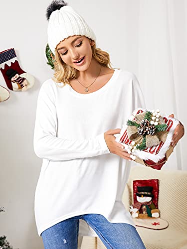 Image of ZANZEA Women's Off The Shoulder Batwing Tops Casual Loose Oversized Tshirts Long Sleeve Fall Pullover Sweater Tops