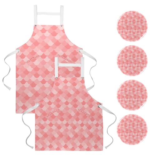 Tablier de serveuse rose pour pâtisserie et nettoyage de la maison avec broches incluses