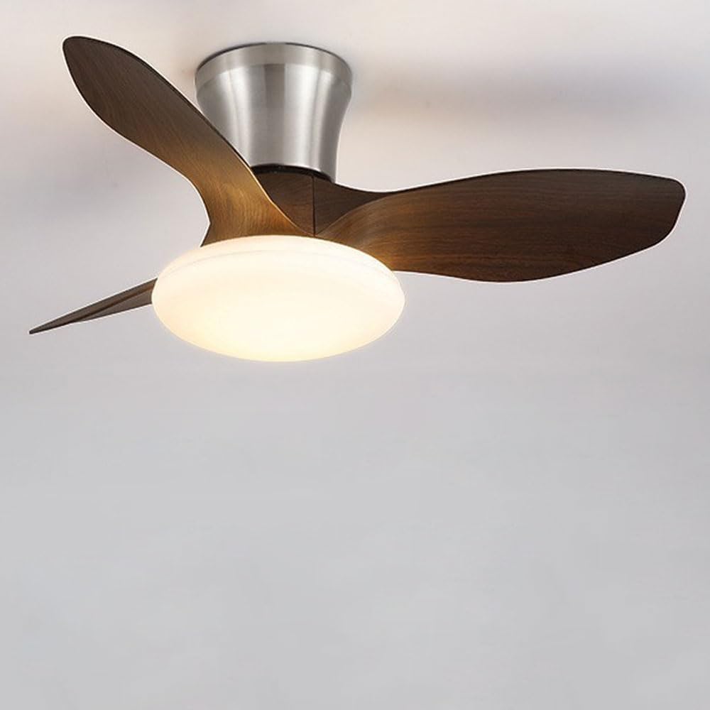 Low Profile Ceiling Fans With Light 31 Inch Ceiling Fan With Light And Remote LED Ceiling Fans Lights Reversible 3-Blades Dimmable Noiseless Flush Mount Ceilings Fans For Living Room Farmhouse Patio